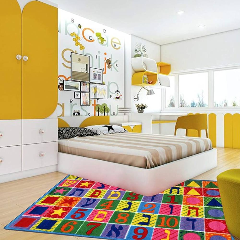 L.A Rugs Hebrew Numbers and Letters Rectangular Area Rug