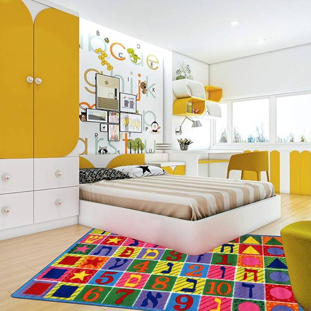 L.A Rugs Hebrew Numbers and Letters Rectangular Area Rug