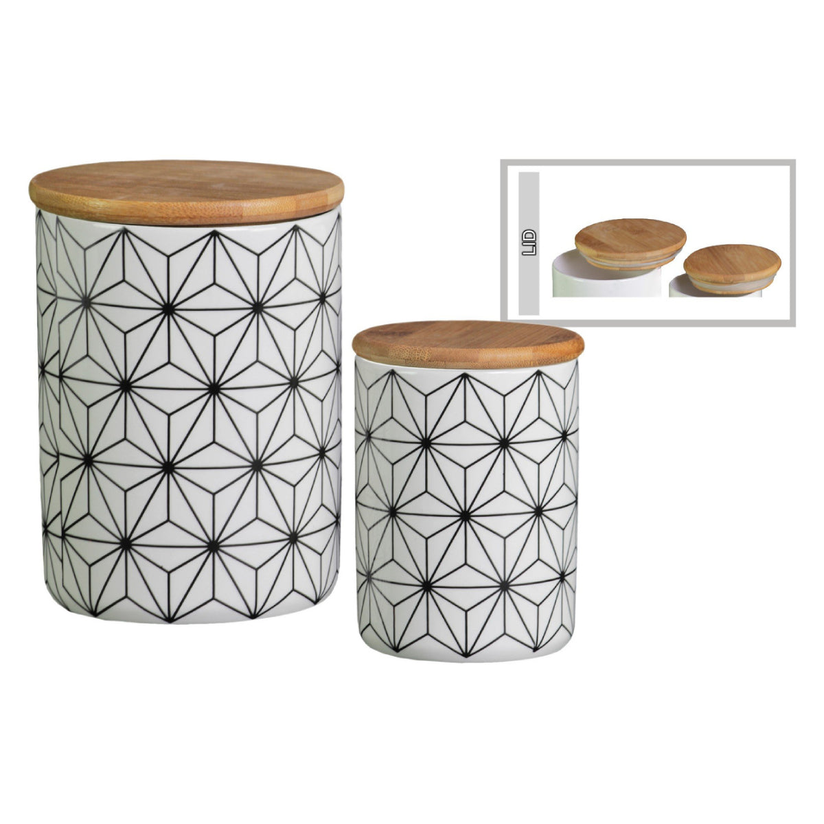 Urban Trends Cylinder Canister with Led (Set of 2) - White
