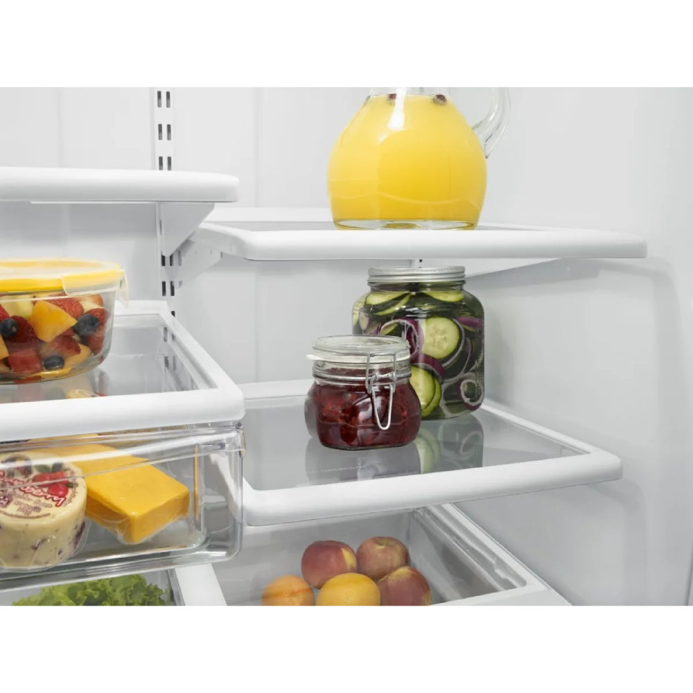 Bundle: Whirlpool 18.7 cu. ft. Bottom-Freezer Refrigerator with SpillGuard Glass Shelves - Black + Chandler (6-Piece) Dining Table Set by Vilo Home - Gray