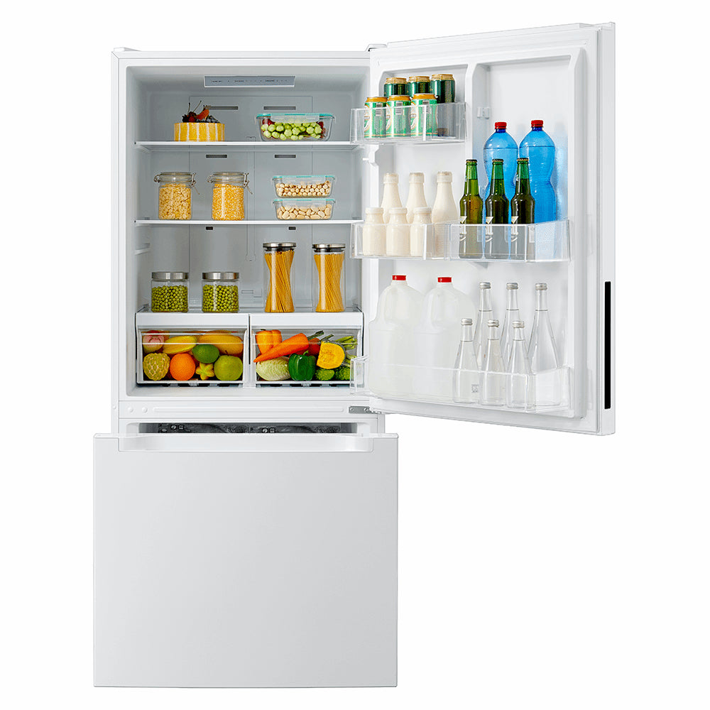 Midea MRB19B7AWW 18.7 cu. ft. Bottom-Freezer Refrigerator with Humidity-Controlled Crisper Bin - White