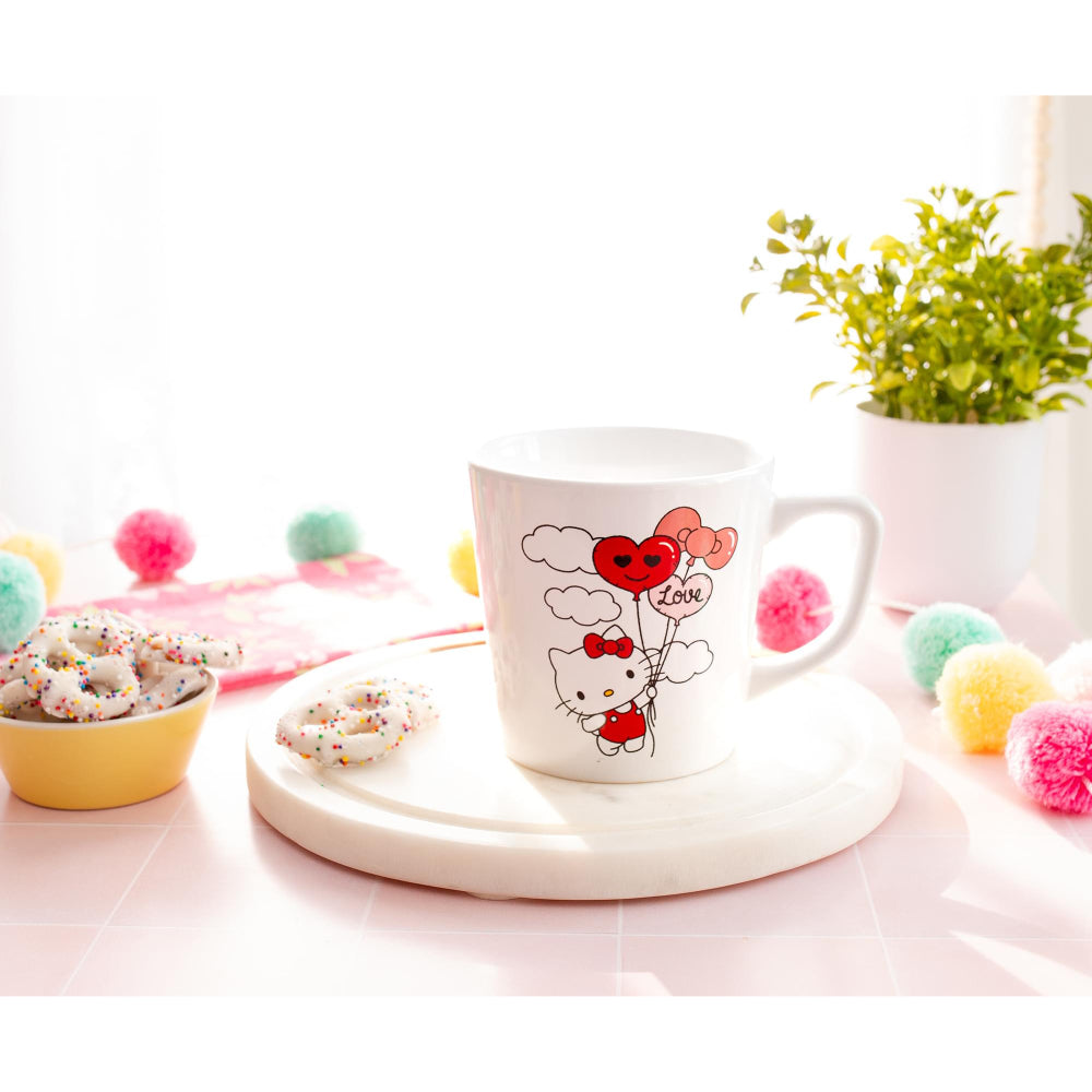 Sanrio Hello Kitty Love Balloon Wide Rim 17 oz Ceramic Mug - White