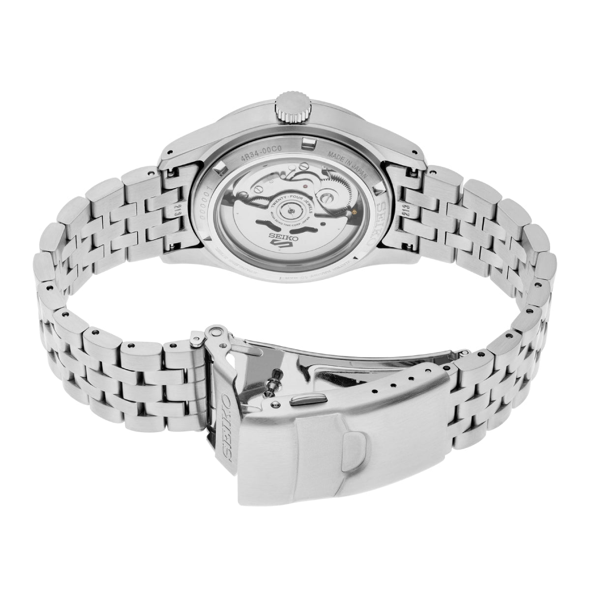 Seiko 5 Sports GMT Series Men's Silver-Tone Bracelet Watch - Black Dial