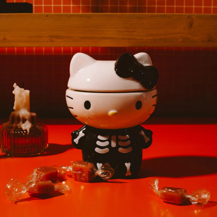 Sanrio Hello Kitty Skeleton 6" Ceramic Snack Jar - Black/White