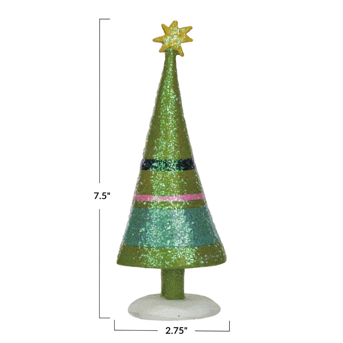 Creative Co-op Christmas Tree with Stripes and Star - Multicolor