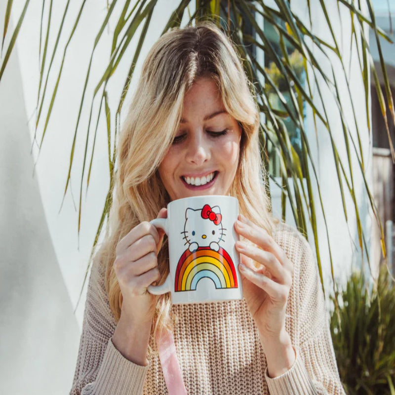 Sanrio Hello Kitty Rainbow Peek 20 oz Ceramic Mug - Multicolor