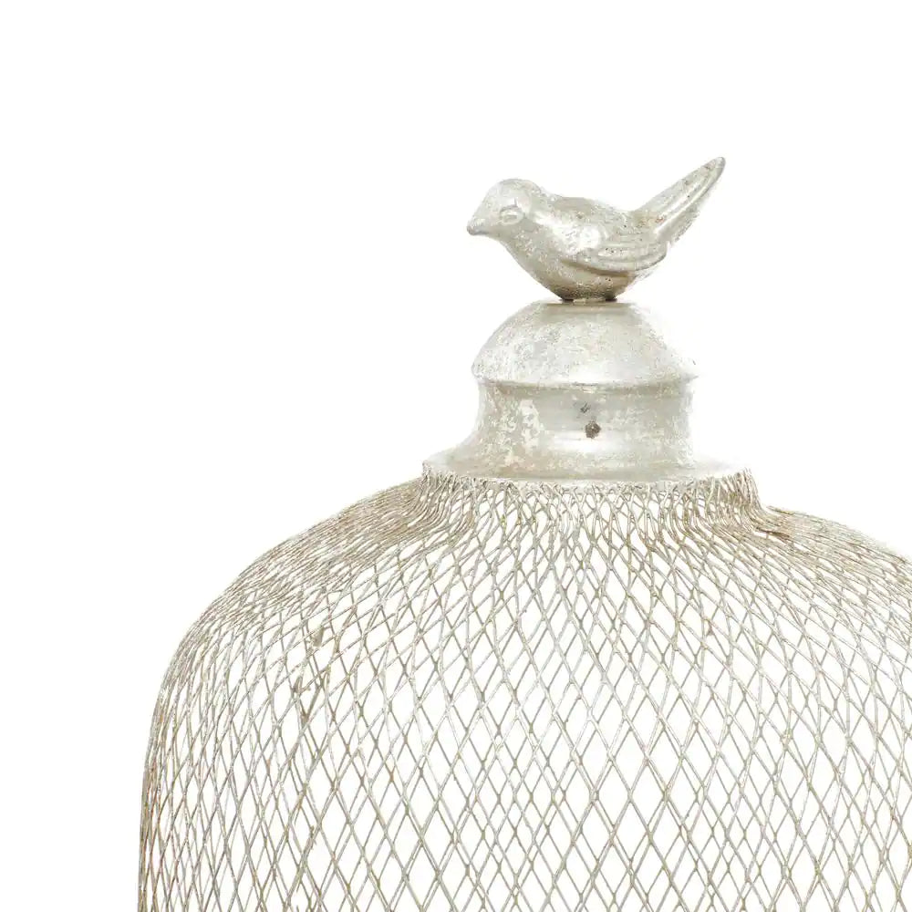 UMA Enterprises Contemporary 12" Metal Bird Candle Lantern (Set Of 2) - Silver