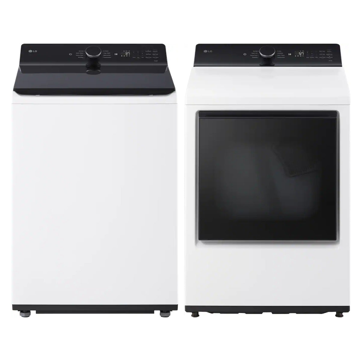 Bundle: LG 5.3 cu. ft. Smart Top Load Washer with 4-Way Agitator + 7.3 cu. ft. Smart Gas Dryer with Built-In Intelligence - White