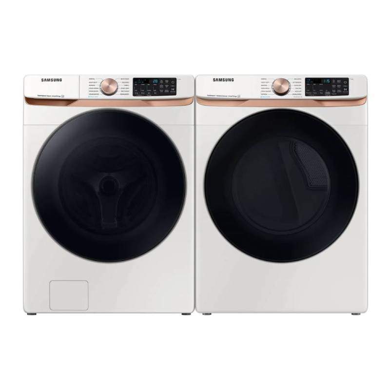 Bundle: Samsung 5.0 cu. ft. Smart Front Load Washer + 7.5 cu. ft. Stackable Smart Electric Dryer