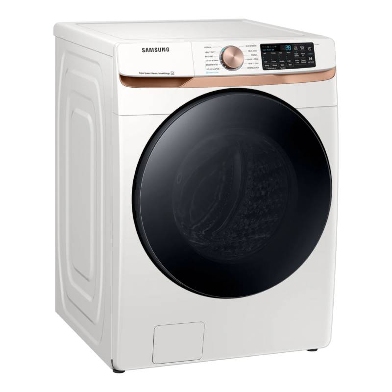 Bundle: Samsung 5.0 cu. ft. Smart Front Load Washer with Super Speed Wash and Steam + 7.5 cu. ft. Stackable Smart Gas Dryer with Steam and Sensor Dry - White