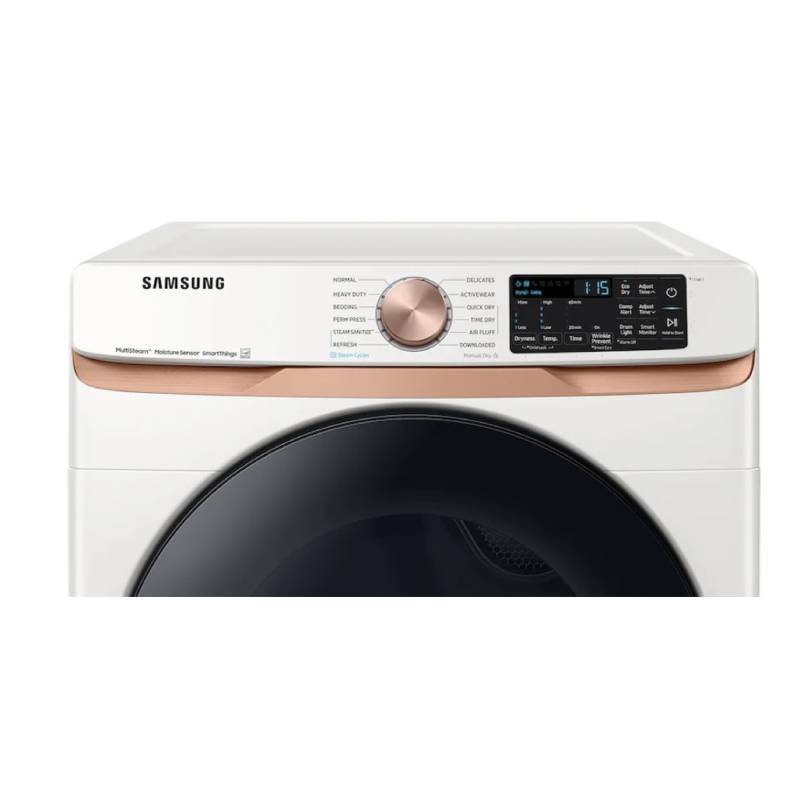 Bundle: Samsung 5.0 cu. ft. Smart Front Load Washer with Super Speed Wash and Steam + 7.5 cu. ft. Stackable Smart Gas Dryer with Steam and Sensor Dry - White