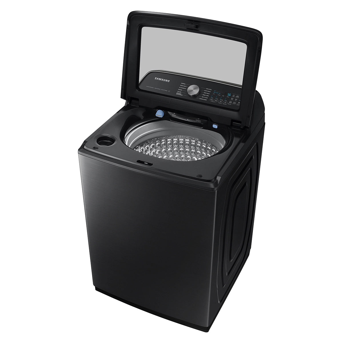 Samsung 5.5 cu.ft. Top Load Washer and 7.4 cu.ft. Front Load Gas Dryer Set - Black