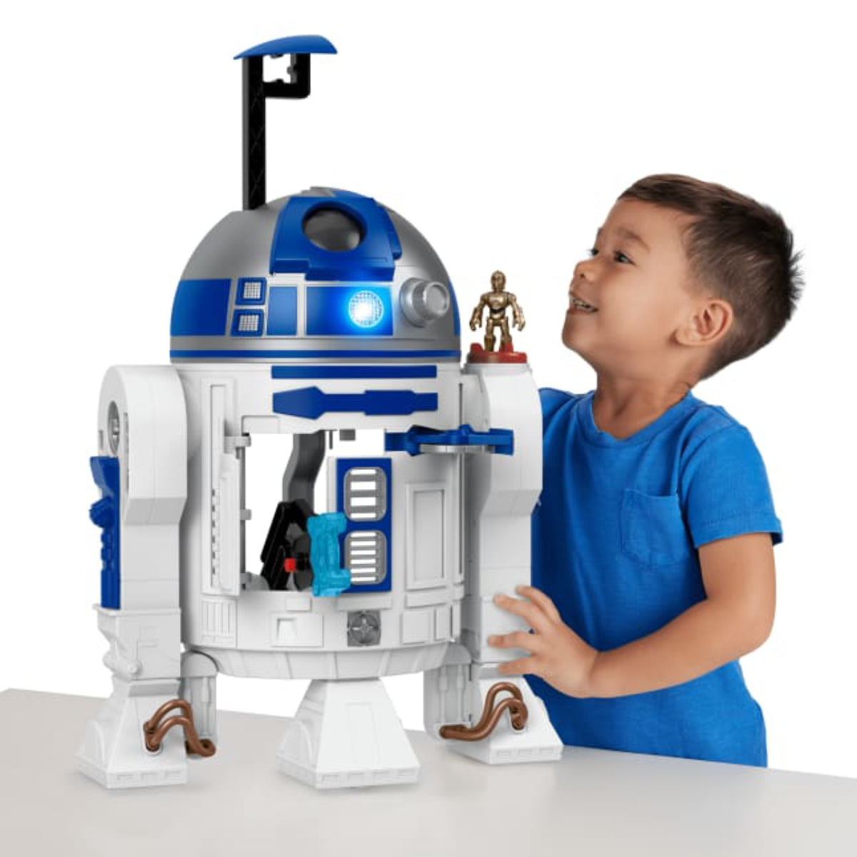 Imaginext Star Wars R2-D2 Toy with C-3Po Diecast Character Key - White/Blue