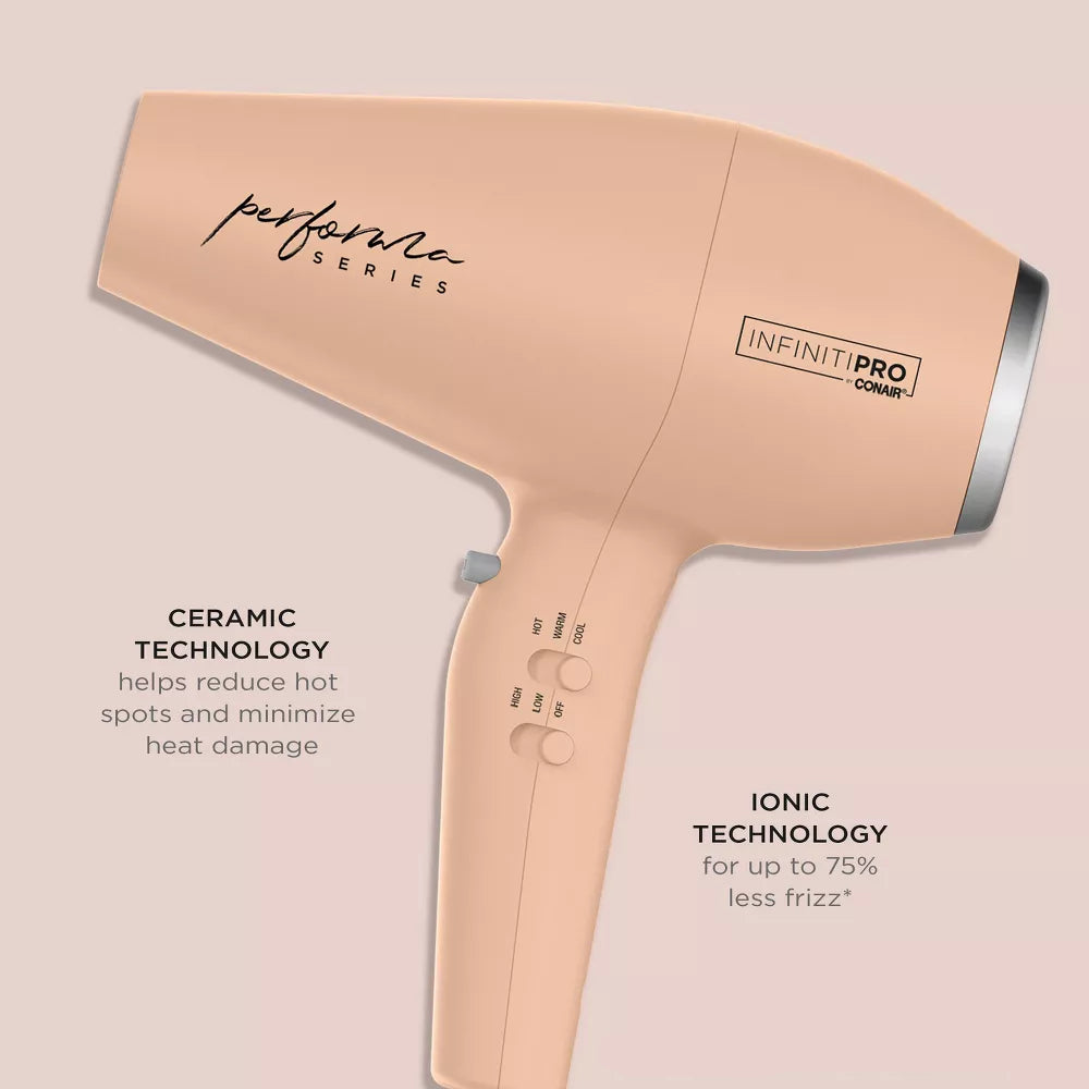 Conair InfinitiPRO Performa Series Ionic Dryer with 3 Attachments - Peach