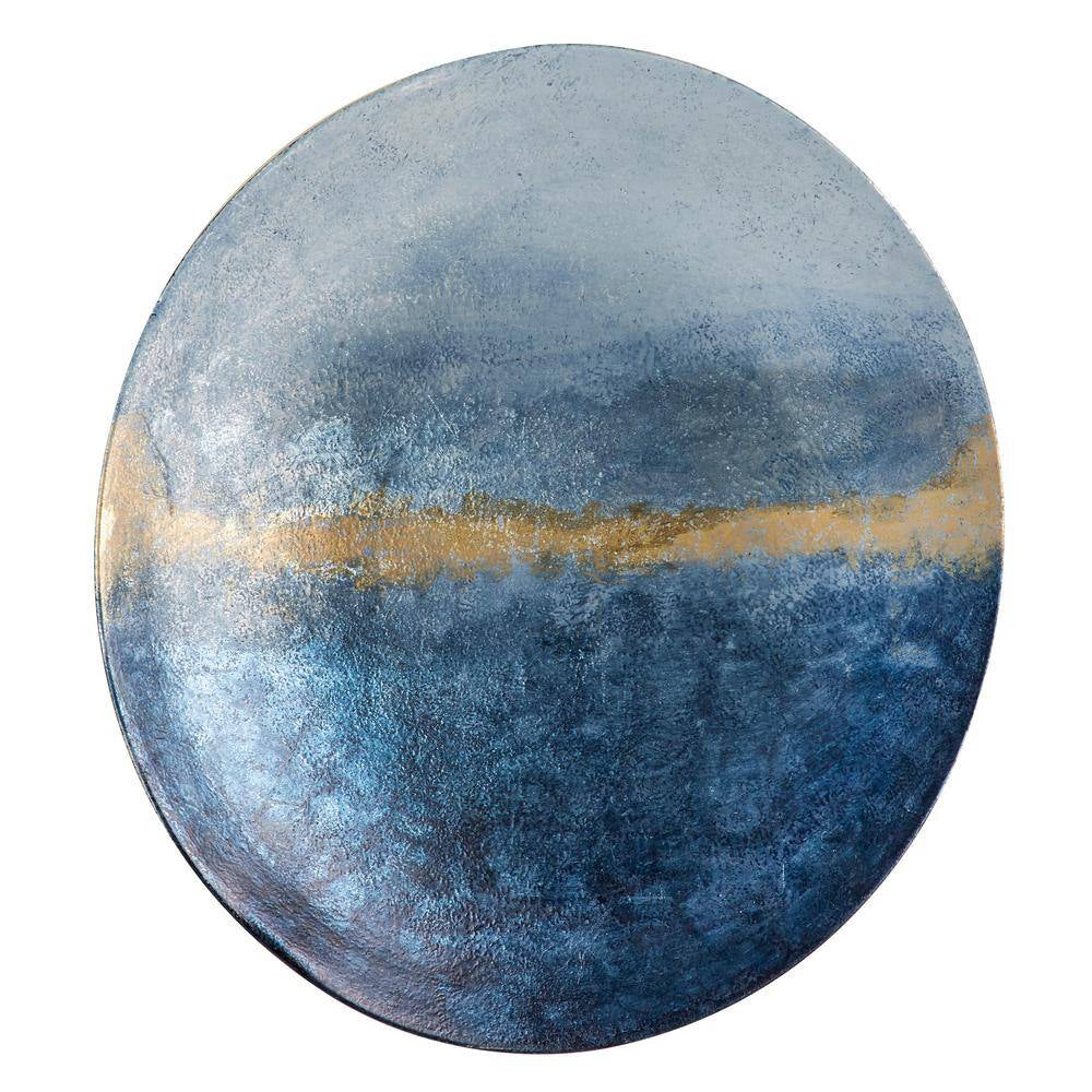 UMA Enterprises Coastal 31" Metal Round Wall Décor - Blue/Gold