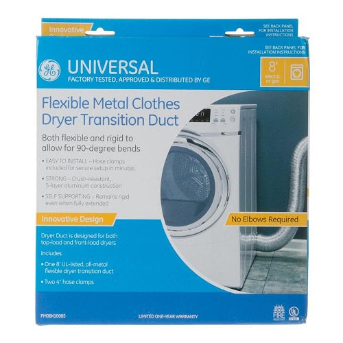GE PM08X10085 8 ft Flexible Metal Clothes Dryer Duct - Curacao