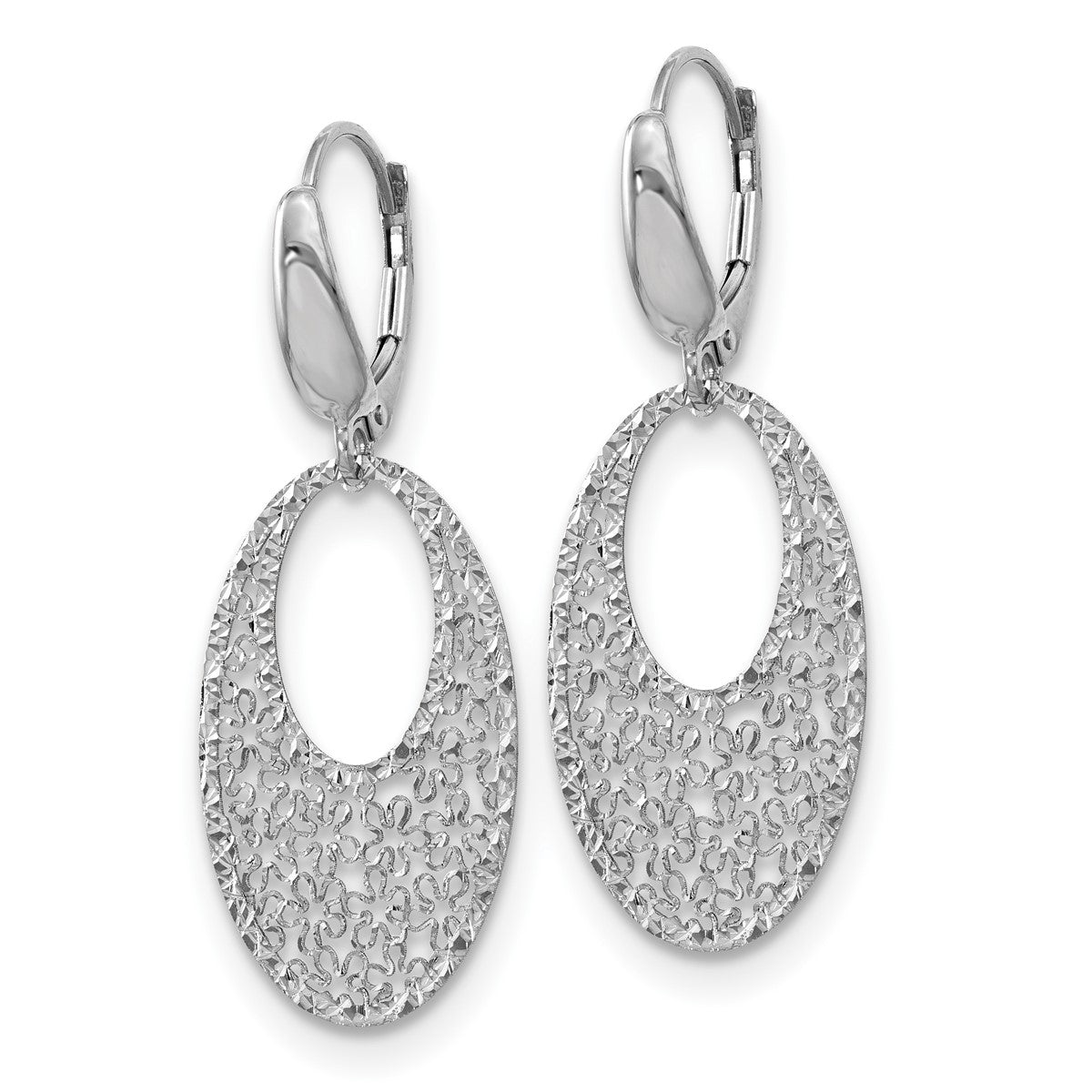 14K Leslie's Women's Floral Drop and Dangle Earrings in Rhodium Plating-over 14K White Gold