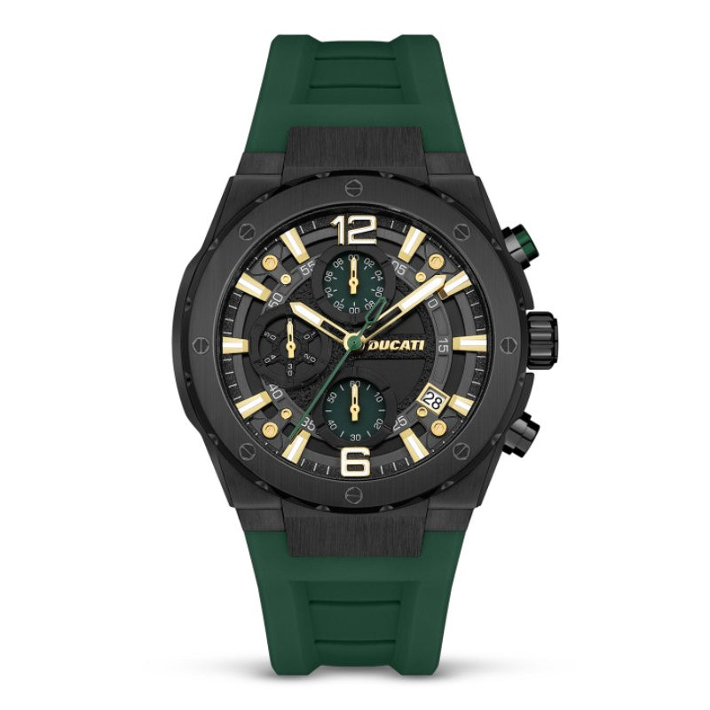 Ducati Men's 43.5mm Green Strap Watch - Black Dial