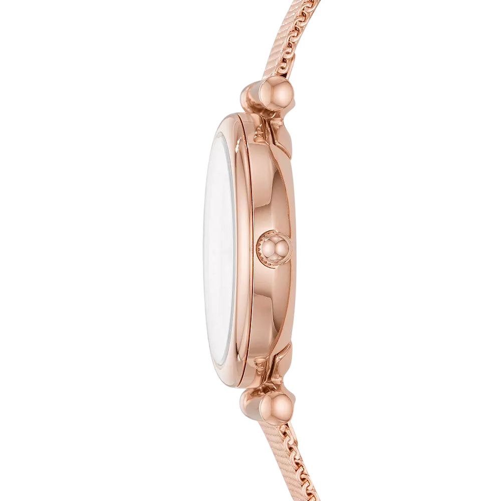 Fossil Carlie Women's 29mm Rose Gold Bracelet Watch - White Mother Of Pearl Dial