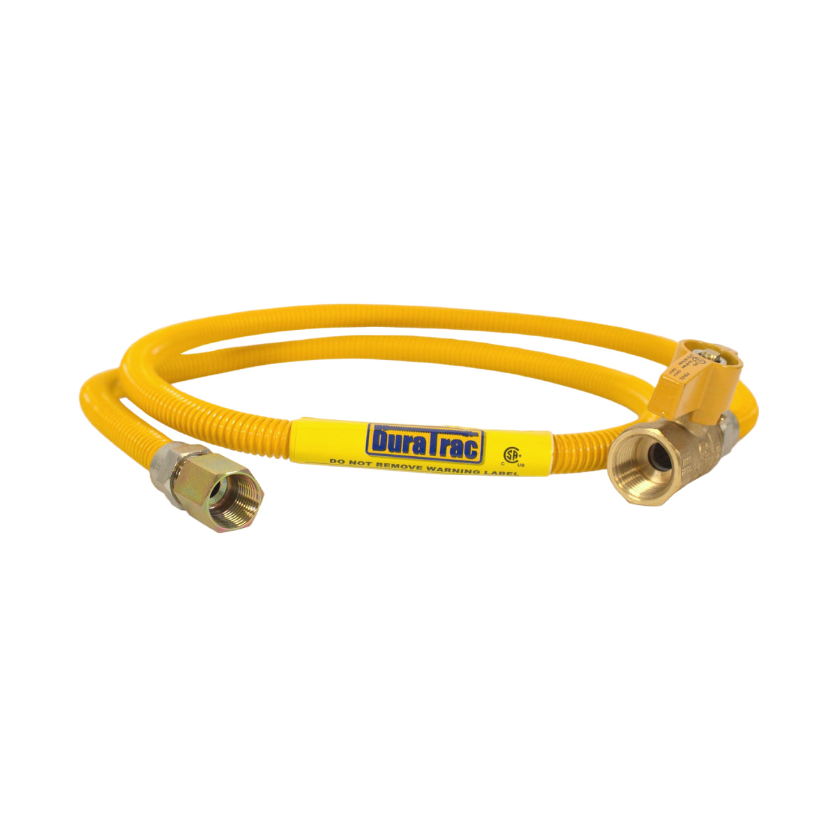 NDA 3/8" x 4' Dryer Coated Gas Line with Valve - Yellow