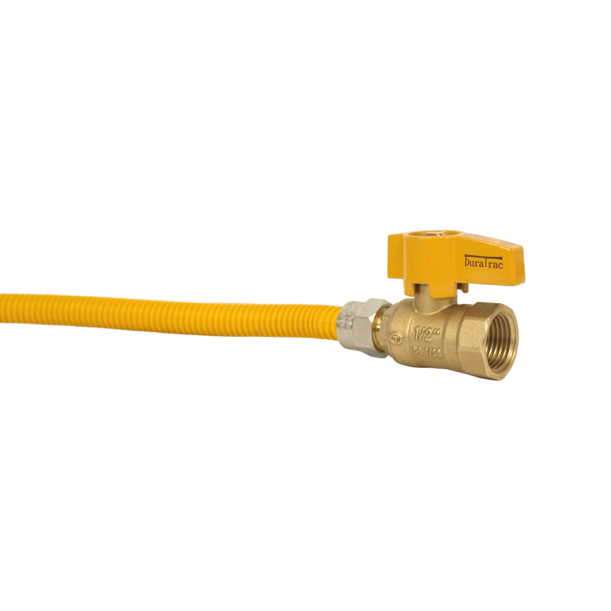 NDA 3/8" x 4' Dryer Coated Gas Line with Valve - Yellow