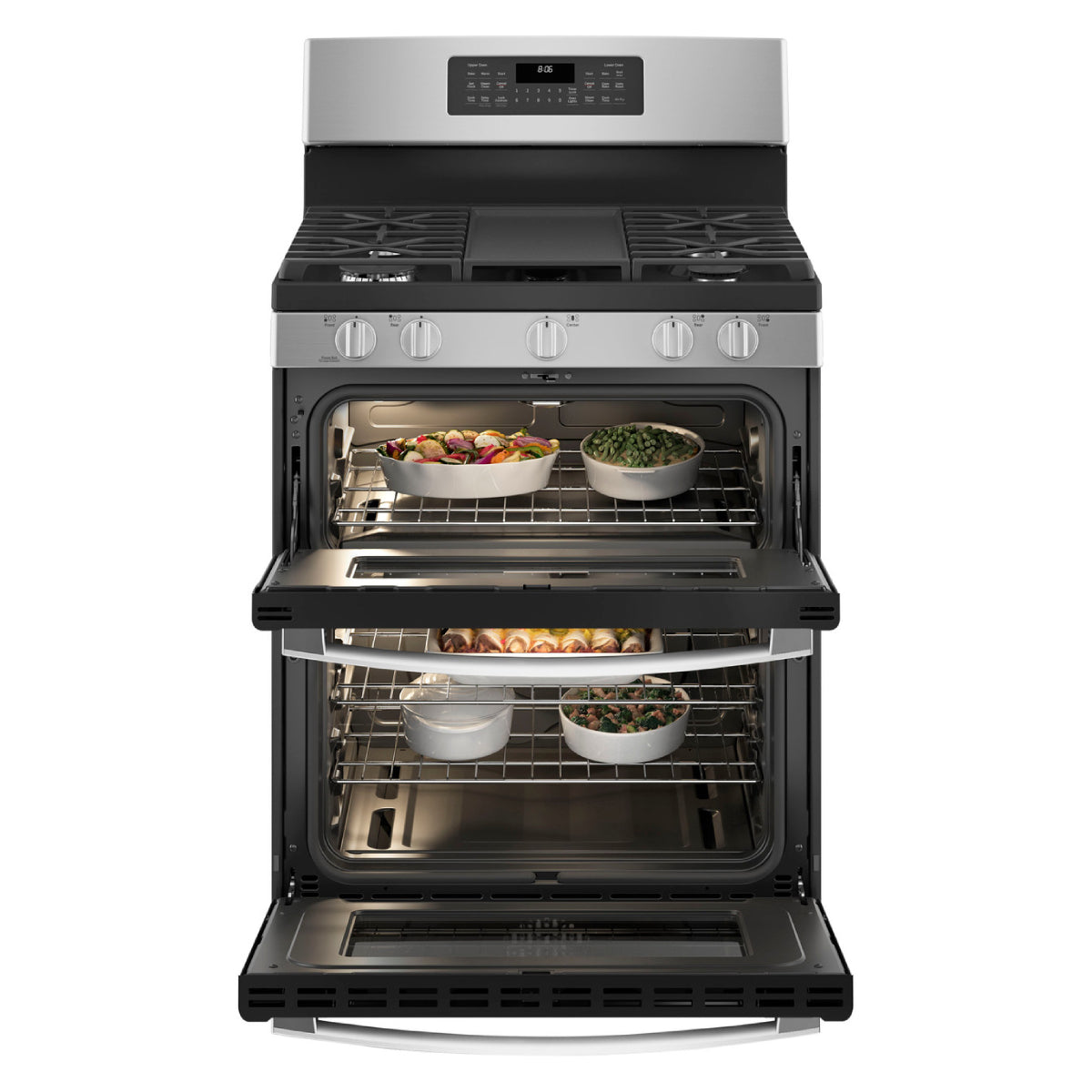 GE JGBS86SPSS 6.8 cu. ft. Free-Standing Gas Double Oven Convection Range - Silver