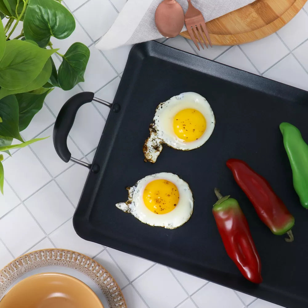 Oster 141075.01 Clairborne Nonstick Double Burner Rectangular Griddle Pan - Gray