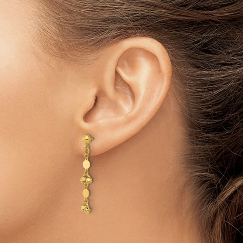 14K Leslie's Women's Diamond-Cut Beaded Fancy Circles Drop & Dangle Earrings in 14K Yellow Gold