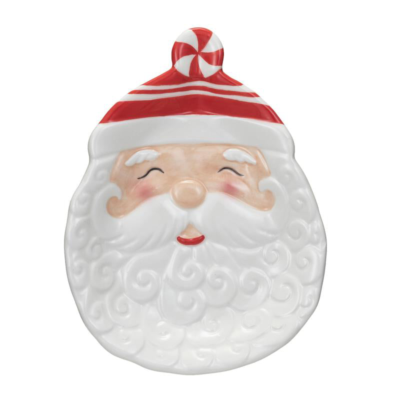 Creative Co-op Santa Shaped Plate - White/Red