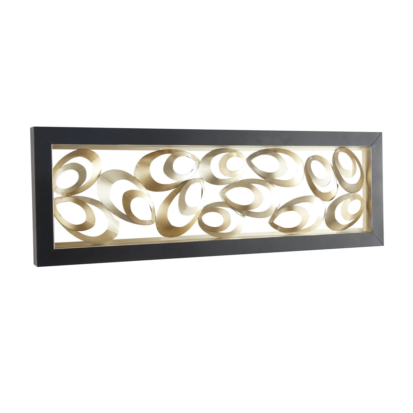 UMA Enterprises Contemporary 48" x 16" Abstract Wall Decor with Black Frame - Gold