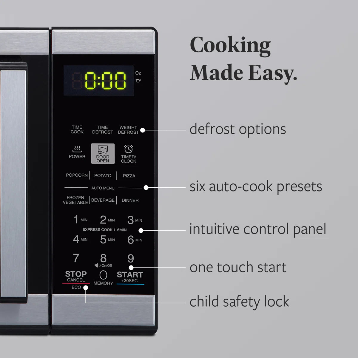 Farberware FMO09BLKSS Countertop 900 Watts Microwave Oven with Child Lock - Black