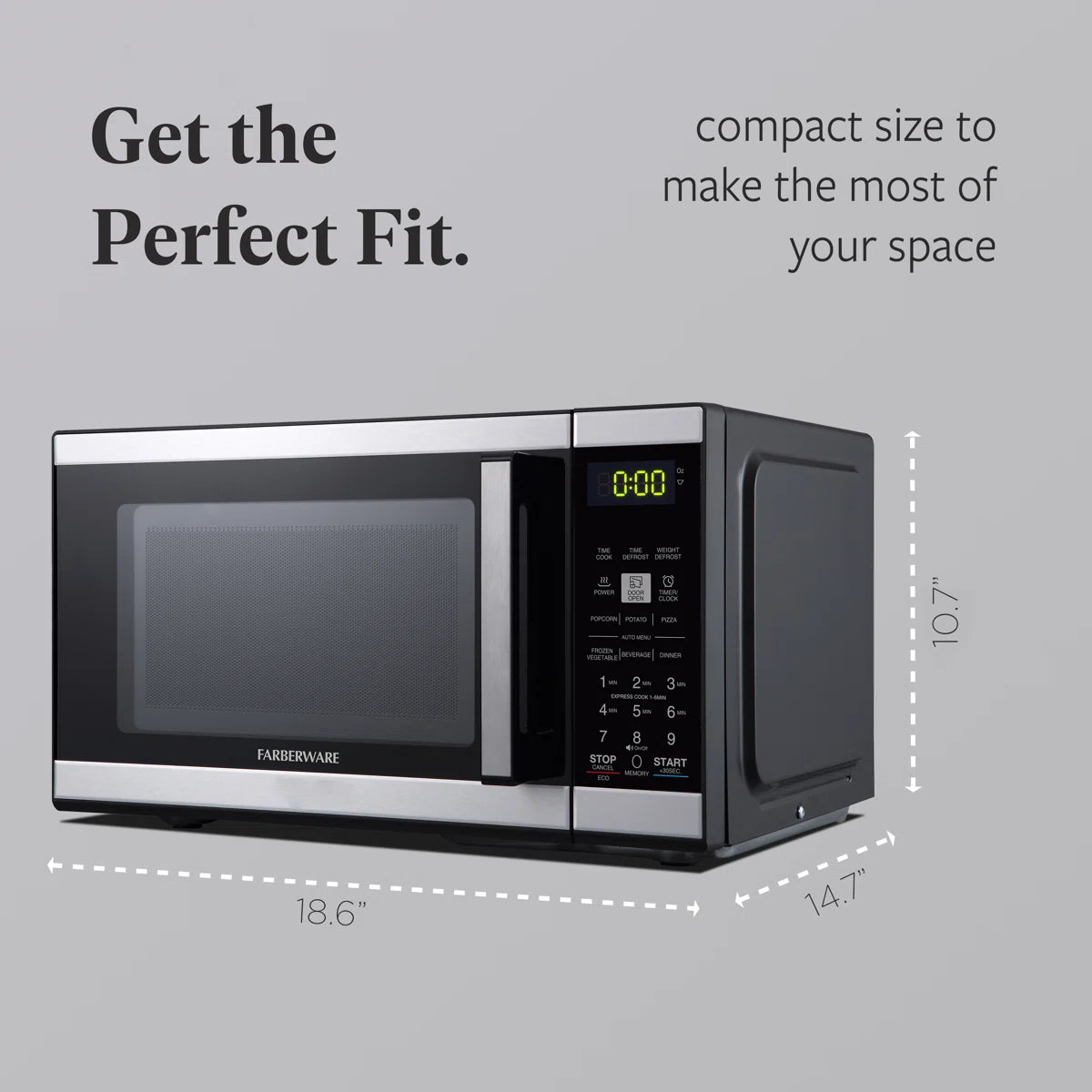 Farberware FMO09BLKSS Countertop 900 Watts Microwave Oven with Child Lock - Black