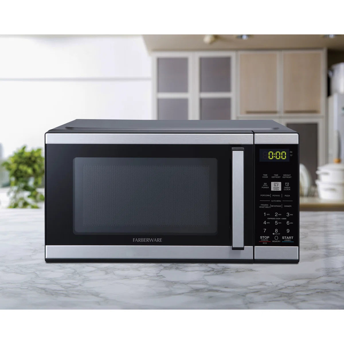 Farberware FMO09BLKSS Countertop 900 Watts Microwave Oven with Child Lock - Black