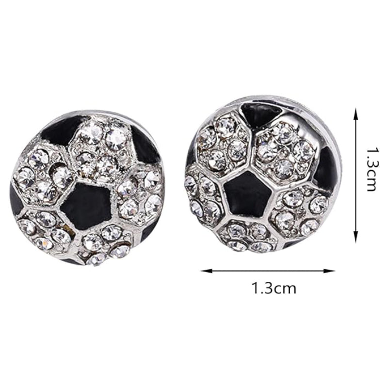 Player Design Women's Soccer Ball Stud Earrings in Rhinestone and Alloy