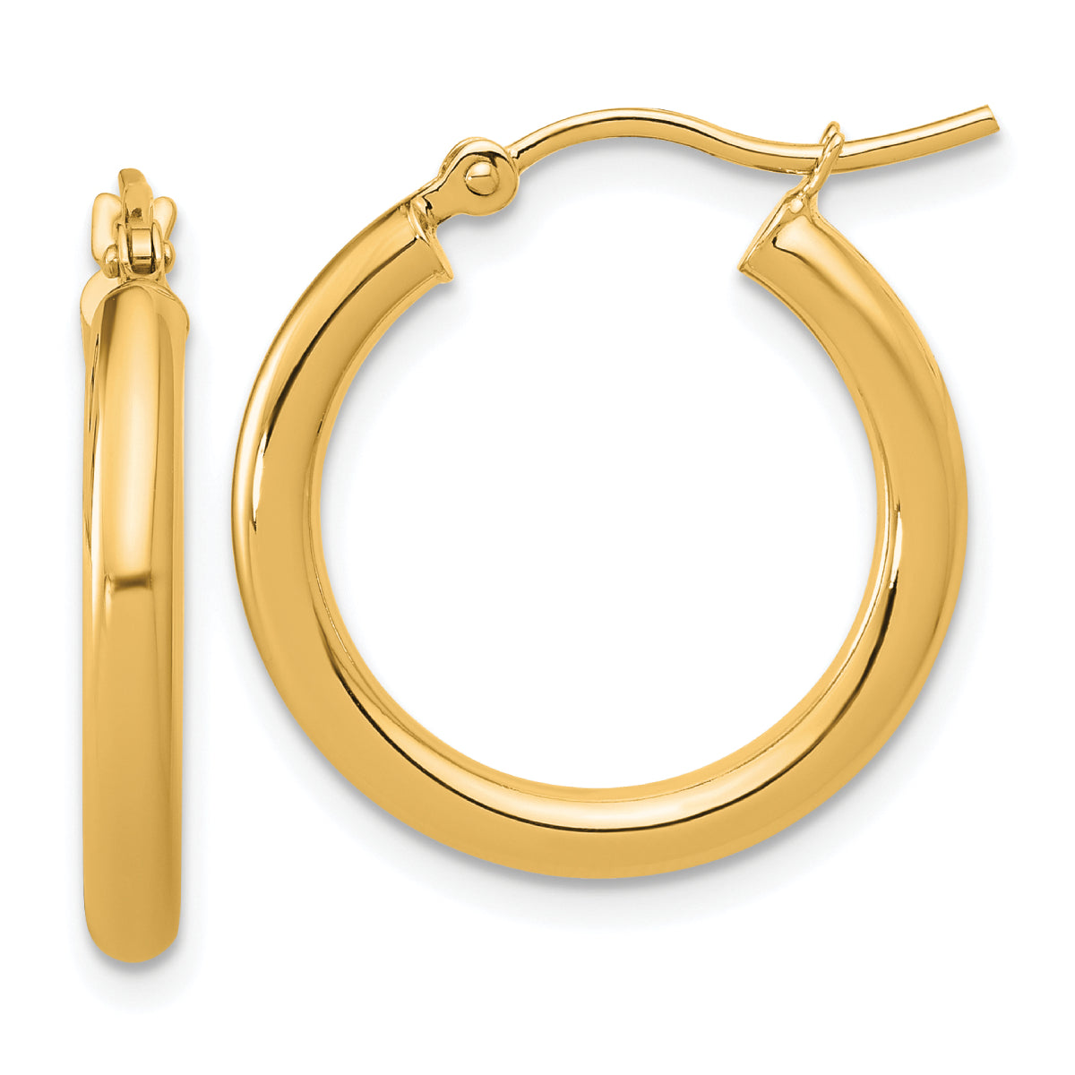 14K Leslie's Women's 2.5mm Tube Hoop Earrings in 14K Yellow Gold