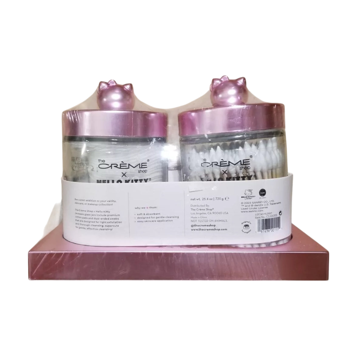 The Crème Shop Hello Kitty Chic Reusable Jar Set with Cotton Pads & Swabs