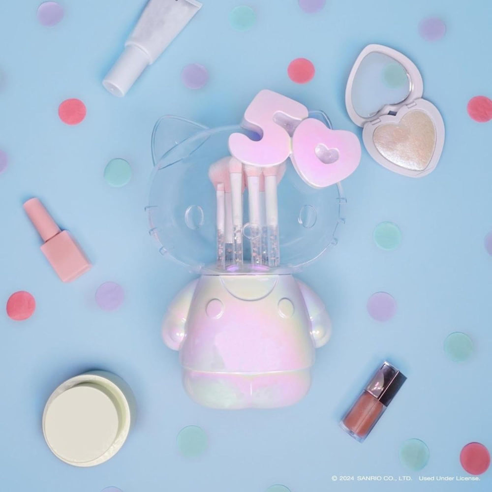 Impressions Vanity X Hello Kitty Makeup Brush Set with Holder Organizer (7 Pieces)