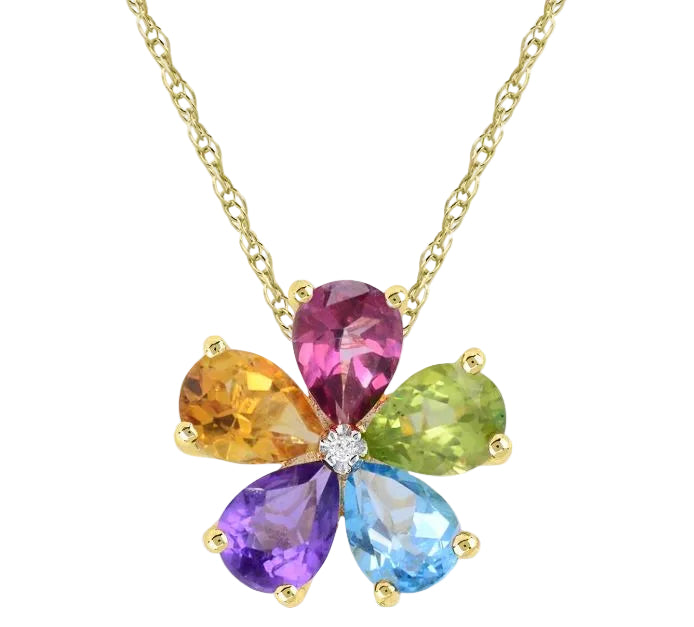 10K Yellow Gold Flower Necklace
