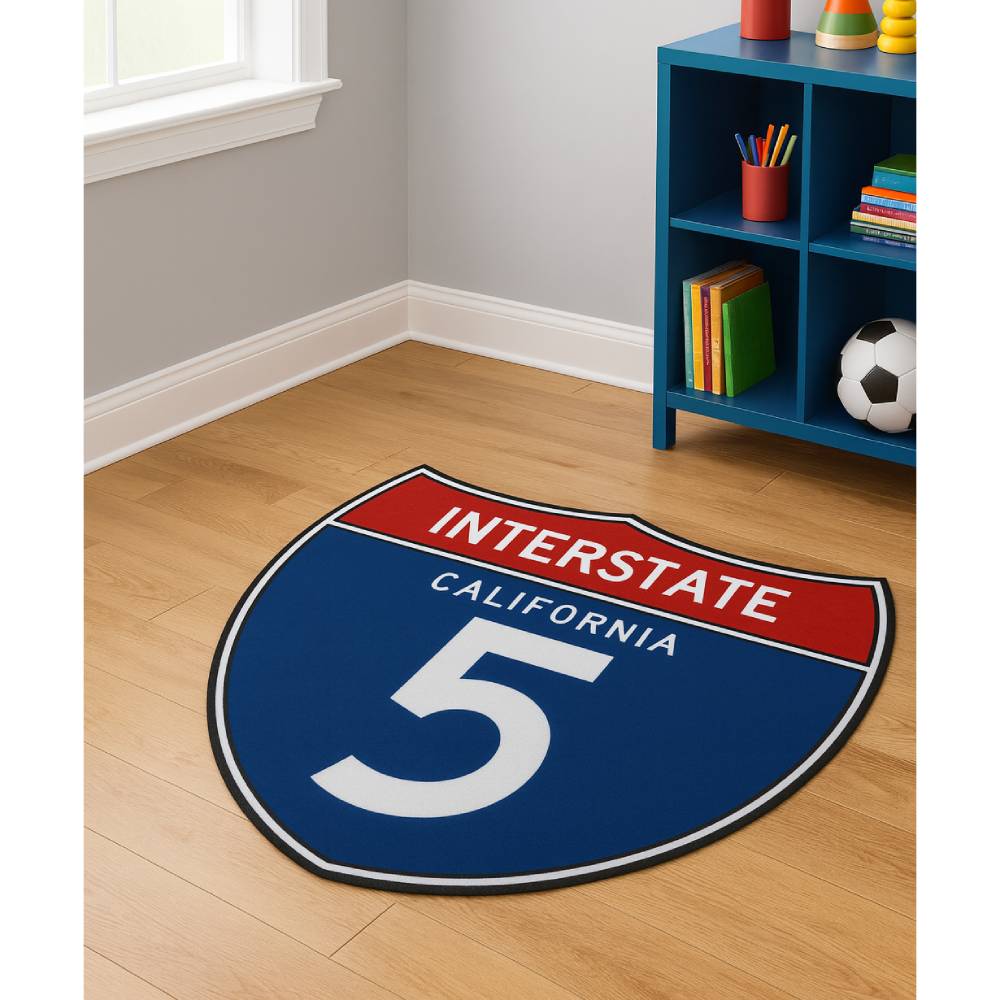 L.A Rugs 2'9" x 3'3" Fun Time Freeway 5 Sign Area Rug - Blue