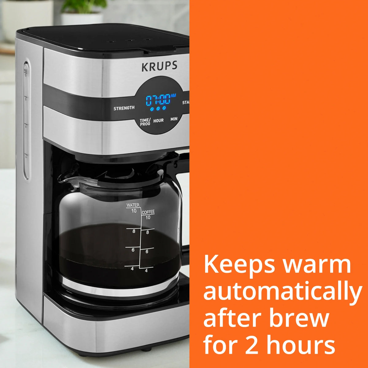 Krups KM205D50 Simply Brew 10-Cup Digital Drip Coffee Maker - Black/Stainless