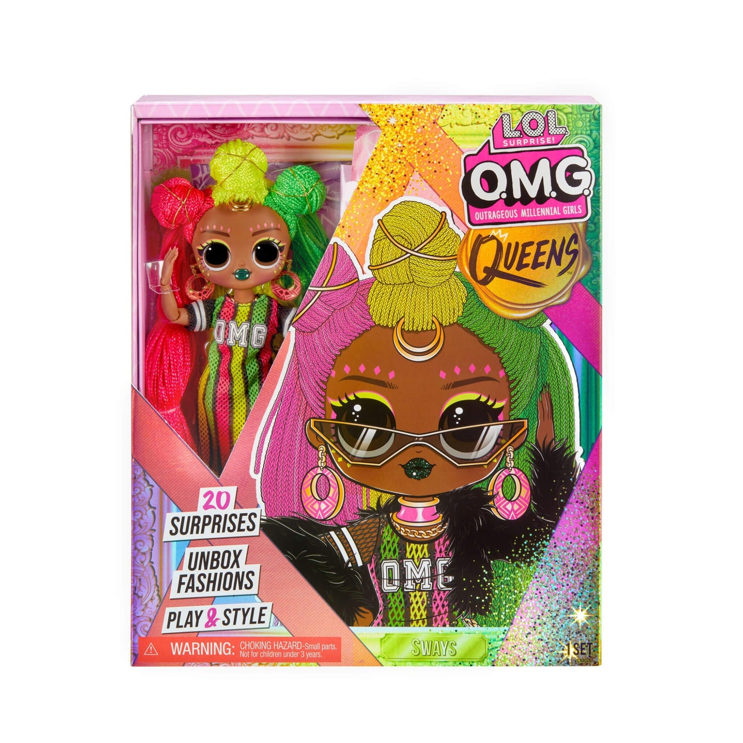 ¡LOL Surprise! Muñeca de moda OMG Queens Sways con 20 sorpresas