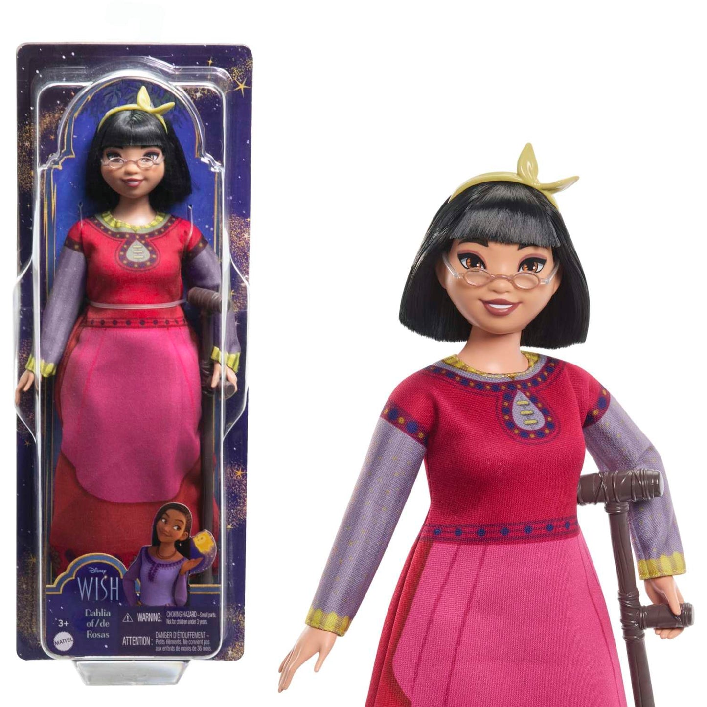Muñeca de moda articulada Dahlia of Rosas de Disney Wish con cabello natural