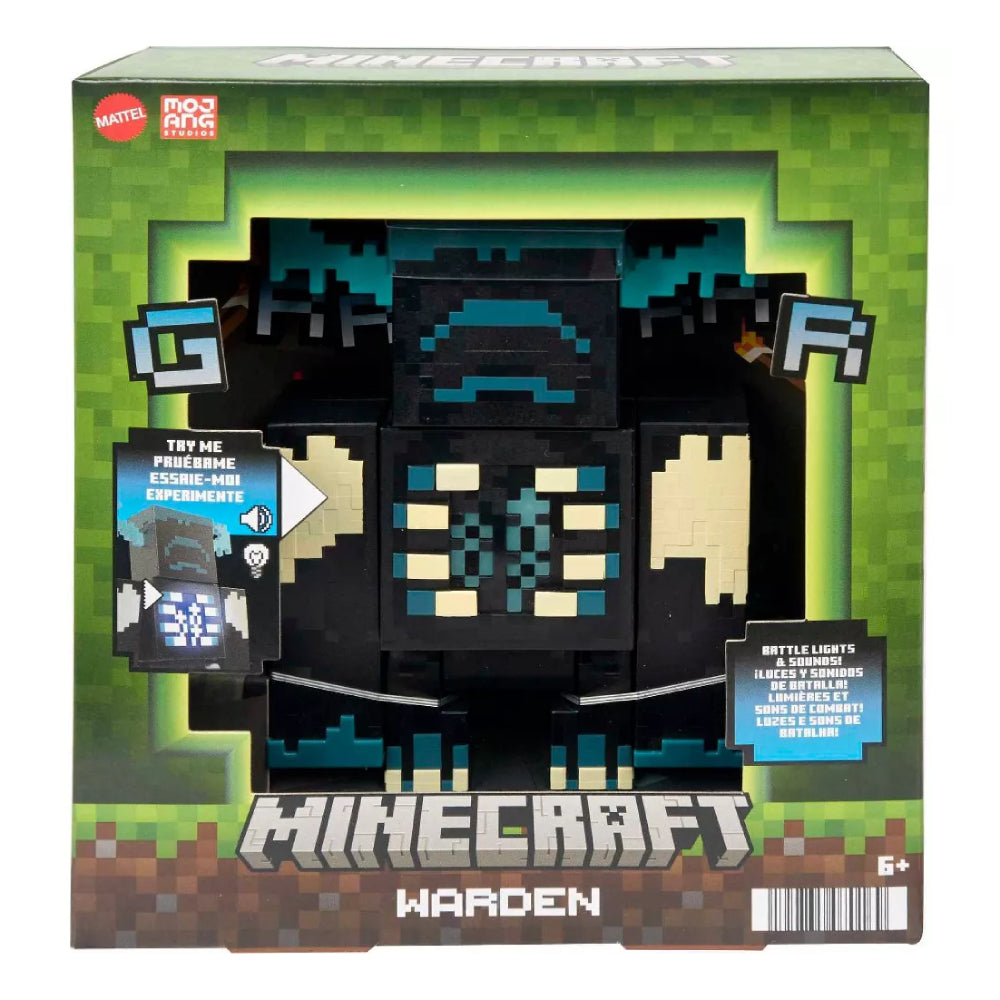 Figura de acción de Minecraft Warden con luces y sonidos