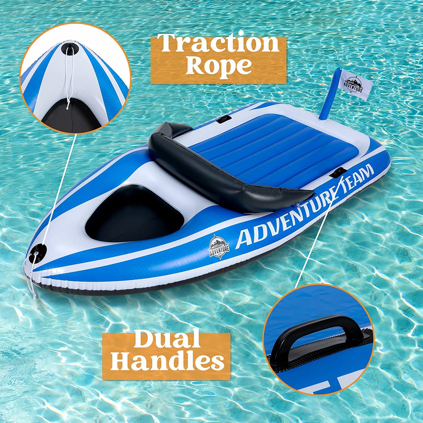 Sloosh Giant Inflatable Boat Float with Reinforced Cooler - Blue/White