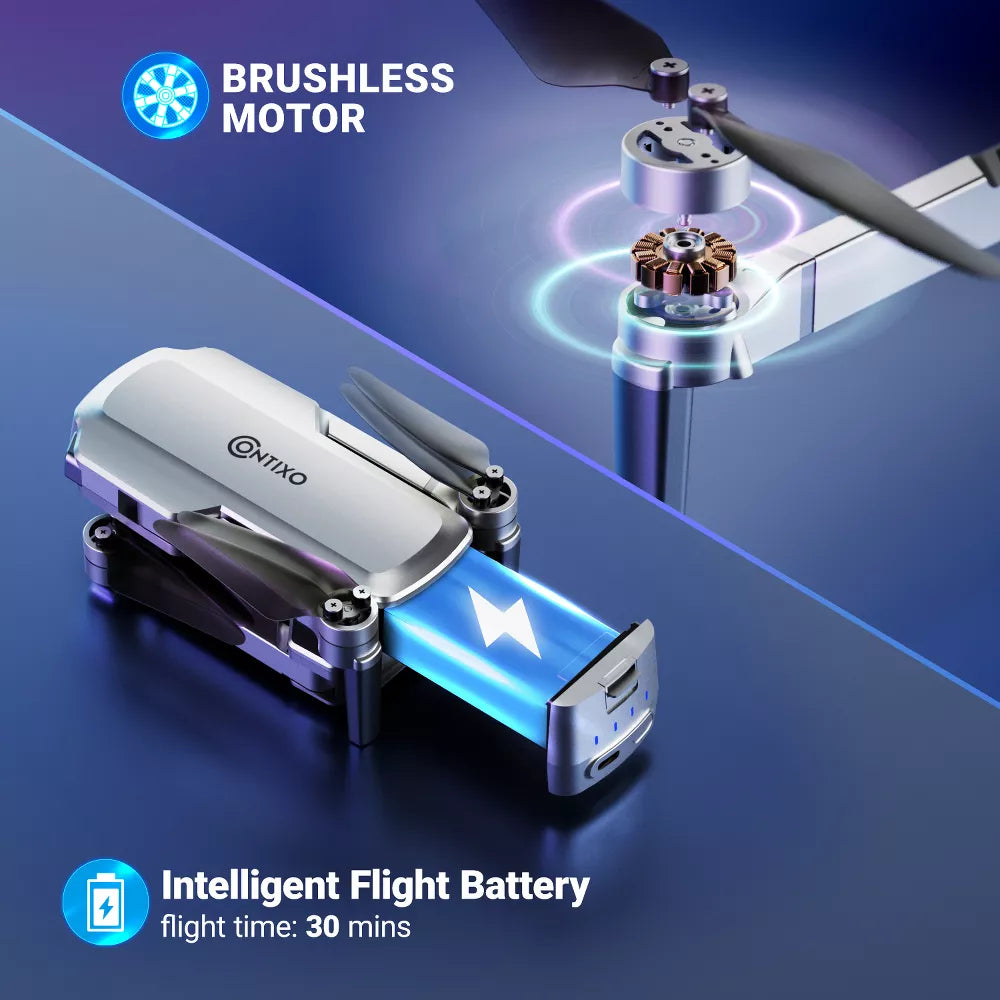 Contixo F28 Foldable Drone with 4K FHD Camera and Carrying Case, White