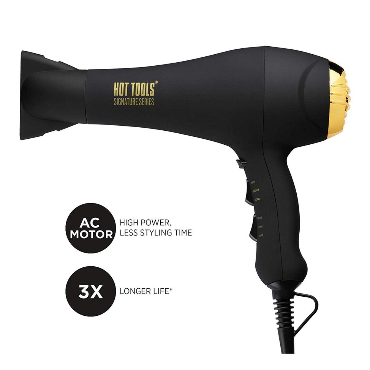 Hot Tools Signature HTDR5581N1 Series Ionic AC Motor Hair Dryer - Black