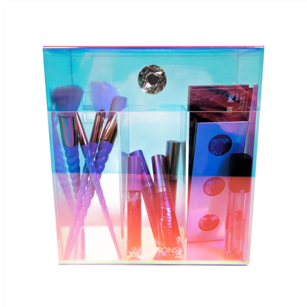 Impressions Vanity Prisma Acrylic Makeup 3-Section Brush Holder - Clear