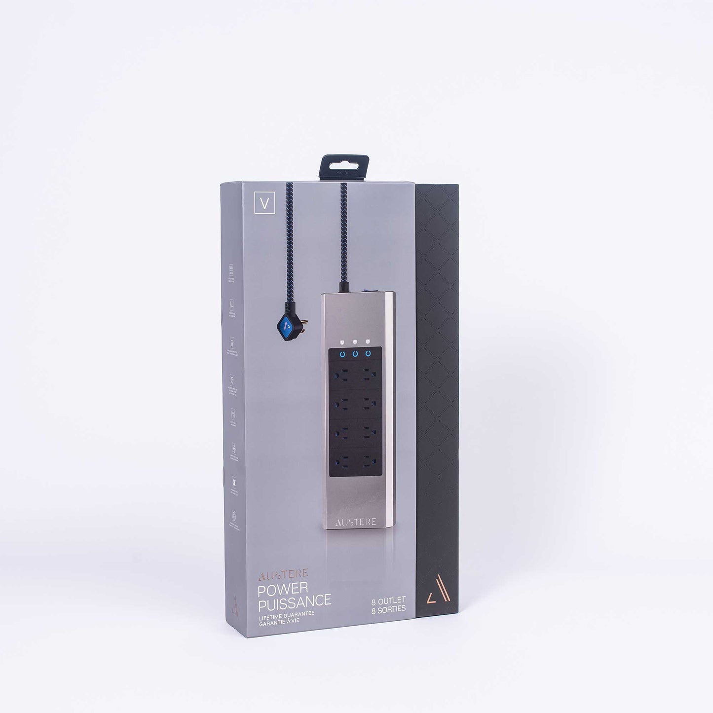 Austere 5SPS8US1 V Series 8 Outlet with Omniport USB - Silver/Black