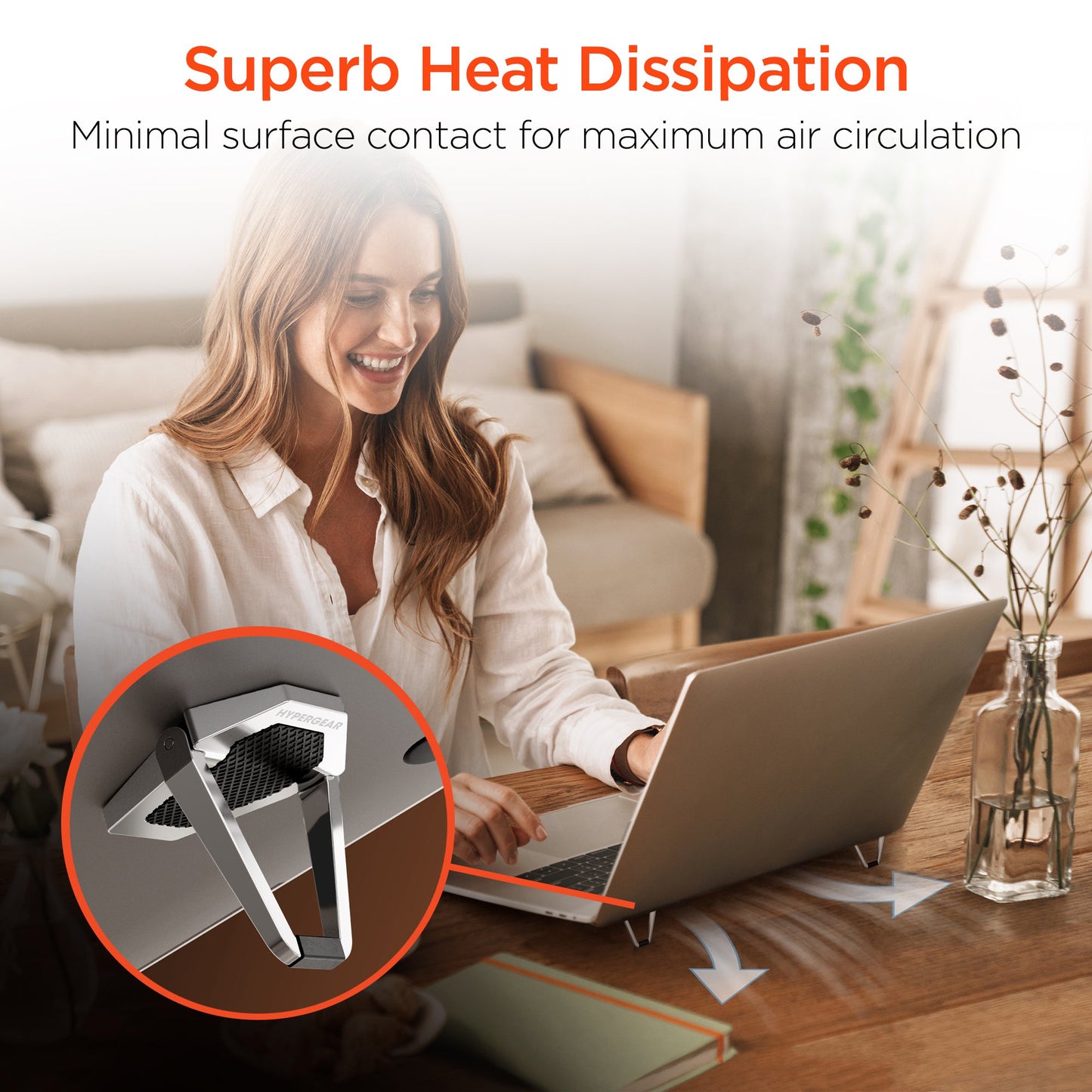 Minisoporte para computadora portátil HyperGear UpRite, color plateado