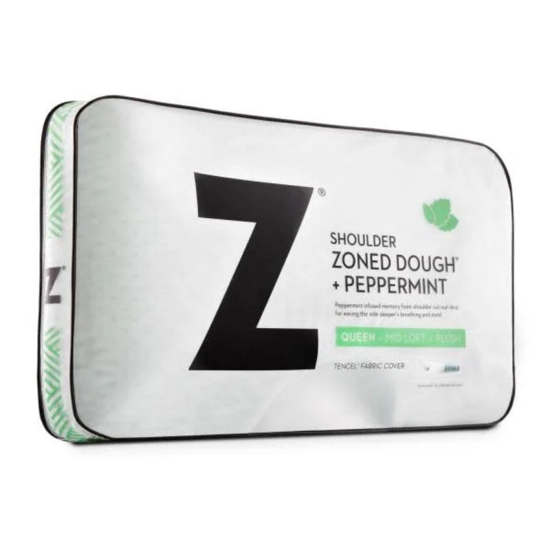 Malouf Zoned Dough Pappermint Queen Size Memory Foam Shoulder Pillow - White